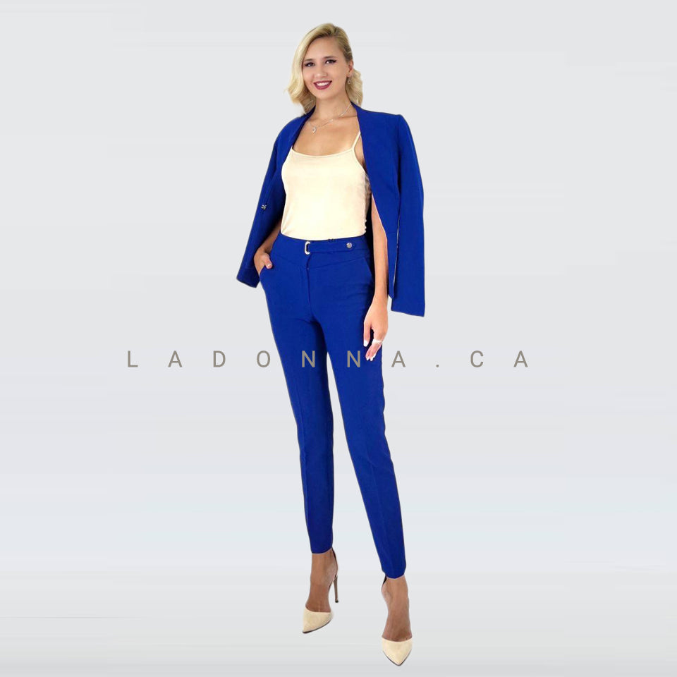 Blue blazer and blue pants best sale