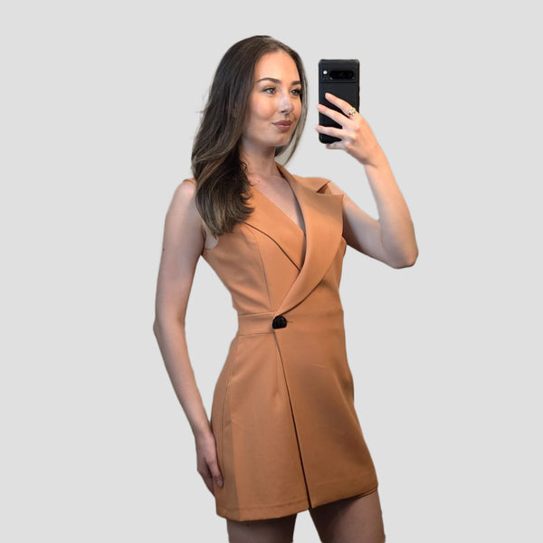 Crepe Double-Breasted Romper/JUMPSUIT/JUMPER