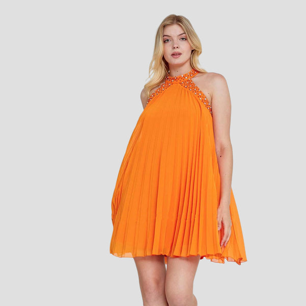 Sleeveless Mini Chiffon Orange Cocktail Dress