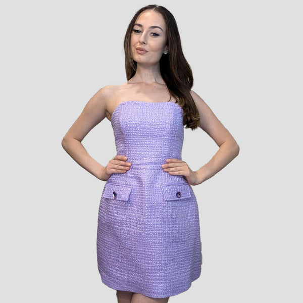 Mini Polyester Column Purple Cocktail Dress