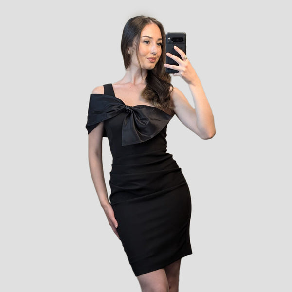 Mini Black Dress With Bow
