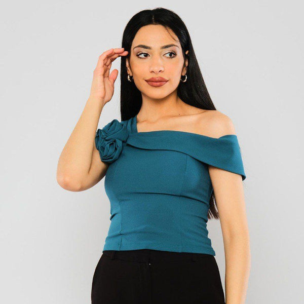 Off-Shoulder Top TEAL TOP