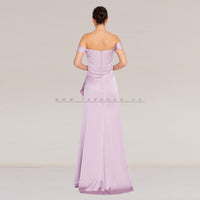 Off Shoulder Maxi Satin Column Purple Dress