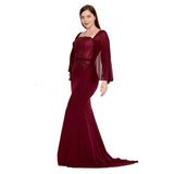 Mermaid Burgundy Evening Dress