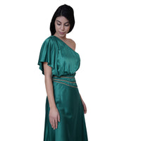 Rengin Midi Evening Dress - Emerald Green