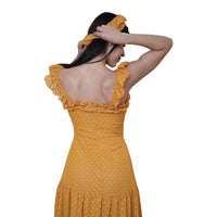 TULLE SLEEVELESS MIDI DRESS - MUSTARD YELLOW