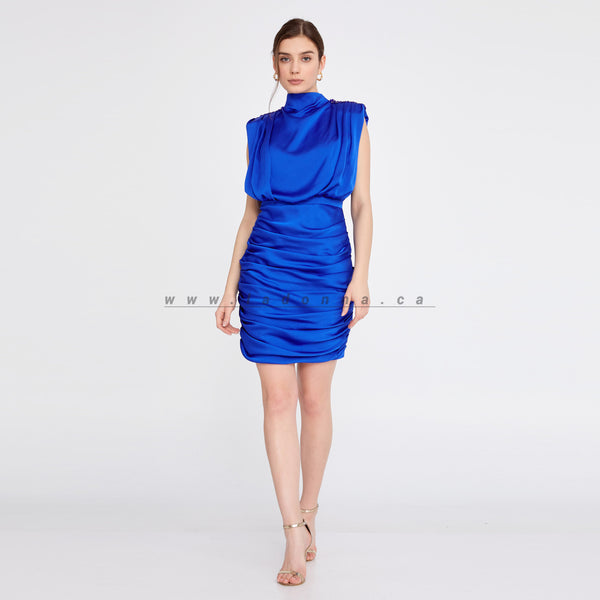 Mini Crepe Bodycon Blue Evening Dress