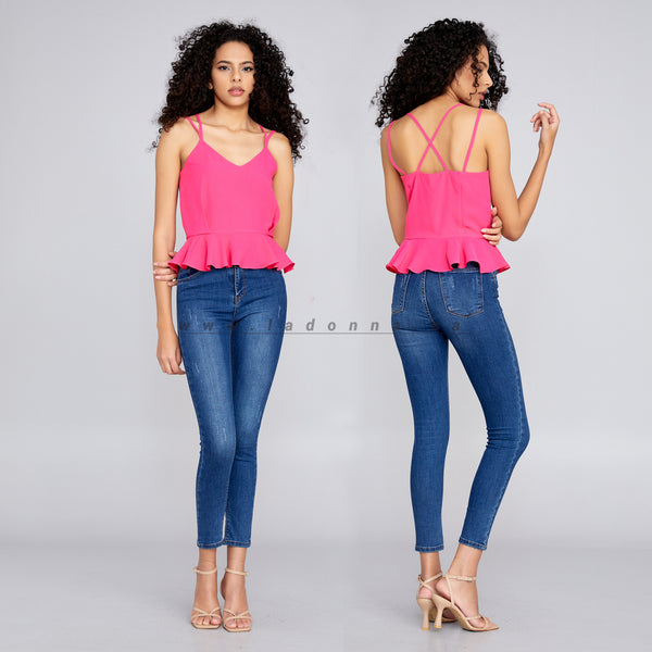 Solid Pink Open Back Top