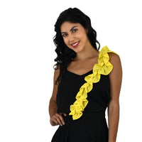 BLACK SLEEVLESS CASUAL BLOUSES YELLOW RUFFLE